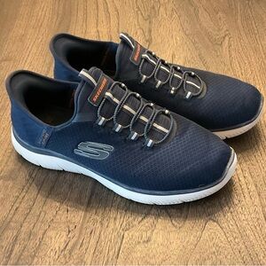 Skechers Navy and White Slip-Ins Athletic Shoes